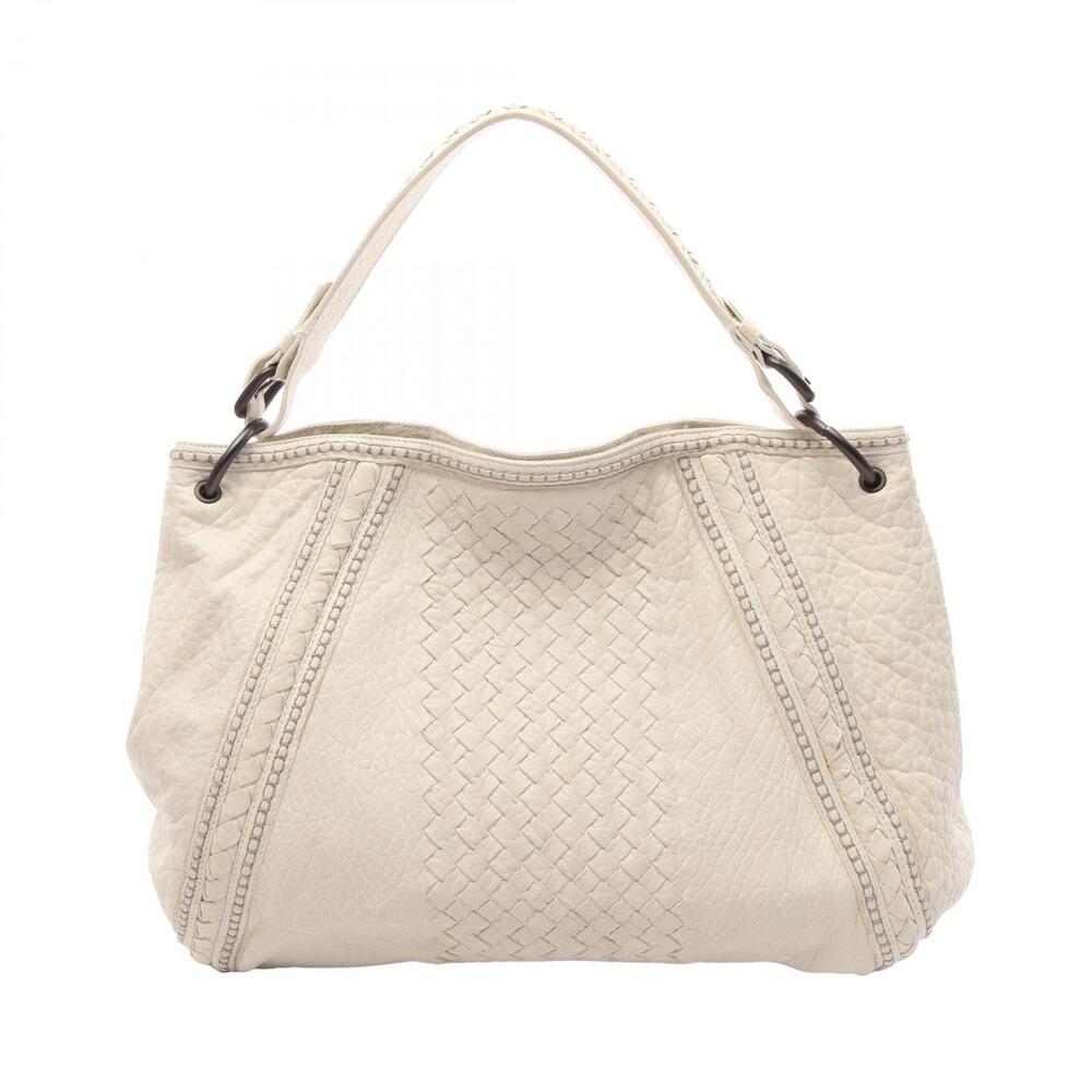 Bottega Veneta Intrecciato Shoulder Bag Leather White